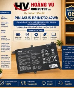 Pin chính hãng ASUS B31N1732 42Wh cho VivoBook S14 X430FN, X430UF, X430UN, X430FA, S430UA, S430UN, VX60G. Thay pin ASUS bị chai, phồng, tụt nhanh hoặc không giữ điện.