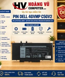 Pin Dell 4GVMP C5GV2 7.6V 68Wh cho Precision 3540, Latitude 5400 5410 5500 5510 và Inspiron 7590 7591 7791 2-in-1 tương thích. Dùng thay pin bị chai, phồng hoặc tụt nhanh.