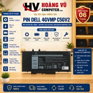 Pin Dell 4GVMP C5GV2 7.6V 68Wh cho Precision 3540, Latitude 5400 5410 5500 5510 và Inspiron 7590 7591 7791 2-in-1 tương thích. Dùng thay pin bị chai, phồng hoặc tụt nhanh.