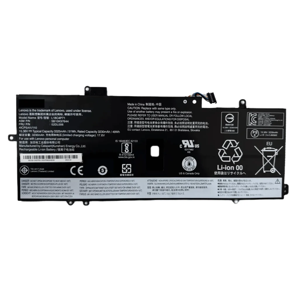 Thiết kế và ngoại hình thực tế của Pin X1 Carbon Gen 7 L18C4P71 L18M4P72 L18L4P71 02DL006