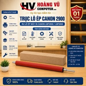 Trục lô ép máy in Canon 2900 3000, ru lô ép cụm sấy Canon LBP2900 LBP3000. Dùng thay lô ép bị chai, mòn, nứt, biến dạng gây nhăn hoặc kẹt giấy tại cụm sấy.
