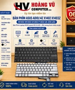 Bàn phím ASUS ADOL14Z X1402 X1403Z M1402 M1403 D1402 F1402 layout US, ZIN, có LED Backlit. Dùng thay keyboard bị liệt, chập, hỏng phím hoặc mất đèn nền.