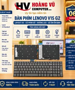 Bàn phím Lenovo V15 G2-ALC, V15 G2-ITL, V15 G2-IJL layout US, có Numpad, không LED. Dùng thay bàn phím liệt, chập, kẹt hoặc hỏng phím. Hỗ trợ kiểm tra đúng cable và Part Number.