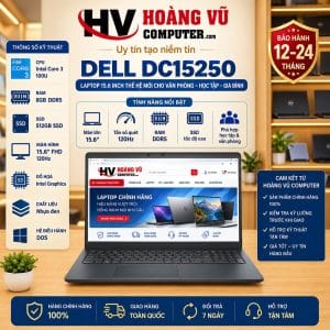 Ảnh tổng thể Dell DC15250 Core 3 100U RAM 8GB DDR5 SSD 512GB 15.6 FHD 120Hz