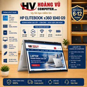 HP EliteBook x360 1040 G9 Core i7-1265U RAM 16GB SSD 512GB NVMe 14 WUXGA Touch Xoay Gập 360° Windows 11 Bạc - hình ảnh sản