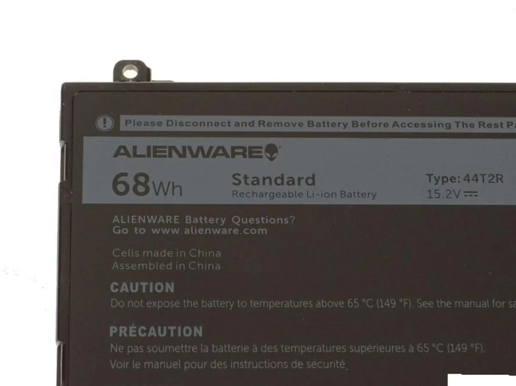 Khu vực bàn phím / cổng kết nối của Pin 44T2R 68Wh HF250 MG2YH 546FF Alienware 15 R3 R4 17 R4 R5