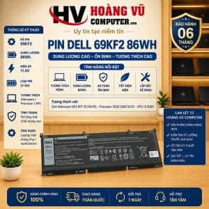 Pin 69KF2 86Wh Alienware M15 M17 R3 R4 R5 Precision 5550 5560 5570 XPS 9500 - Hoàng Vũ Computer