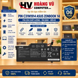 Pin C31N1914 ASUS ZenBook UX435EA UX435EAL UX435EG UX425UG 63Wh - Hoàng Vũ Computer