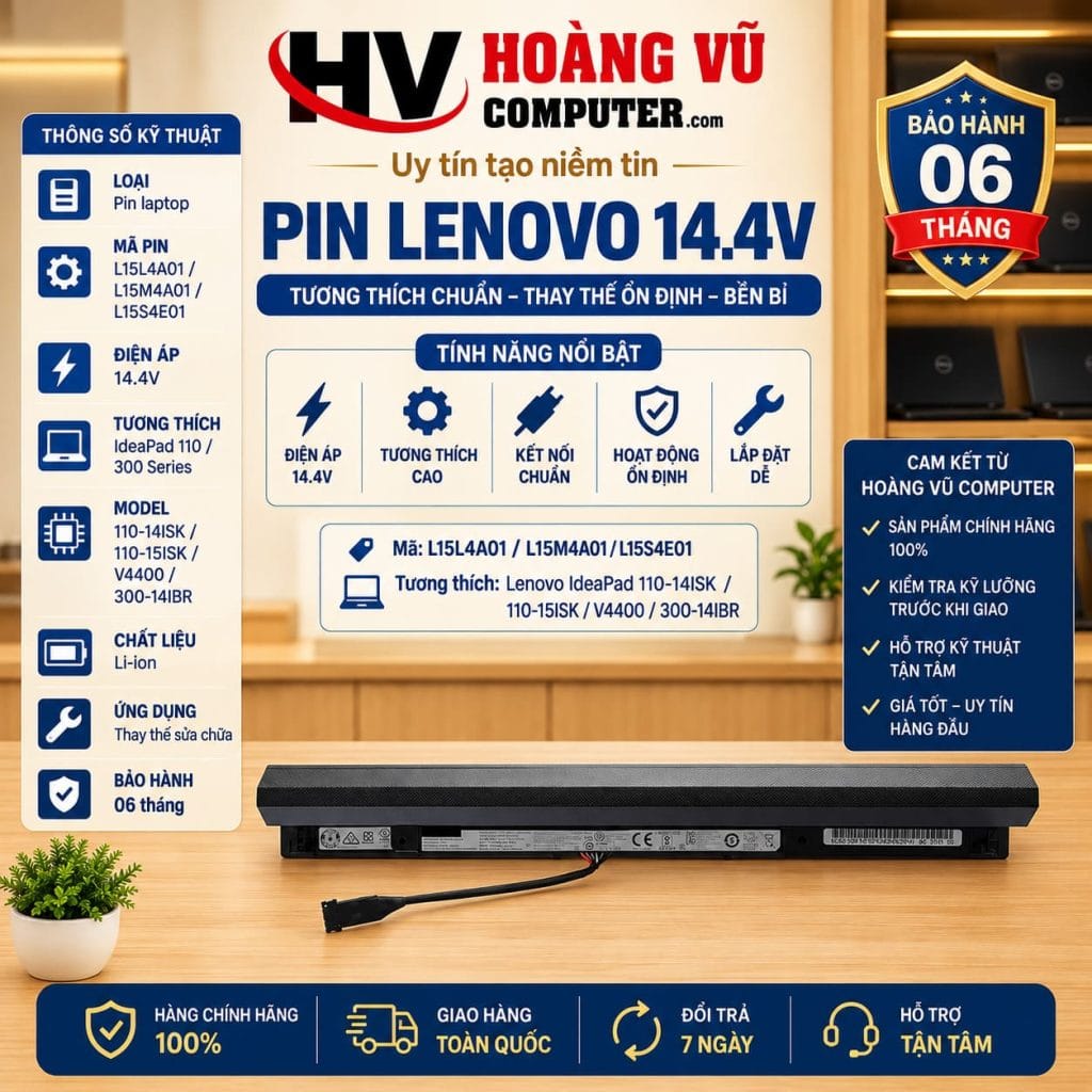 Ảnh tổng thể Pin L15L4A01 L15M4A01 L15S4E01 14.4V Lenovo IdeaPad 110 300