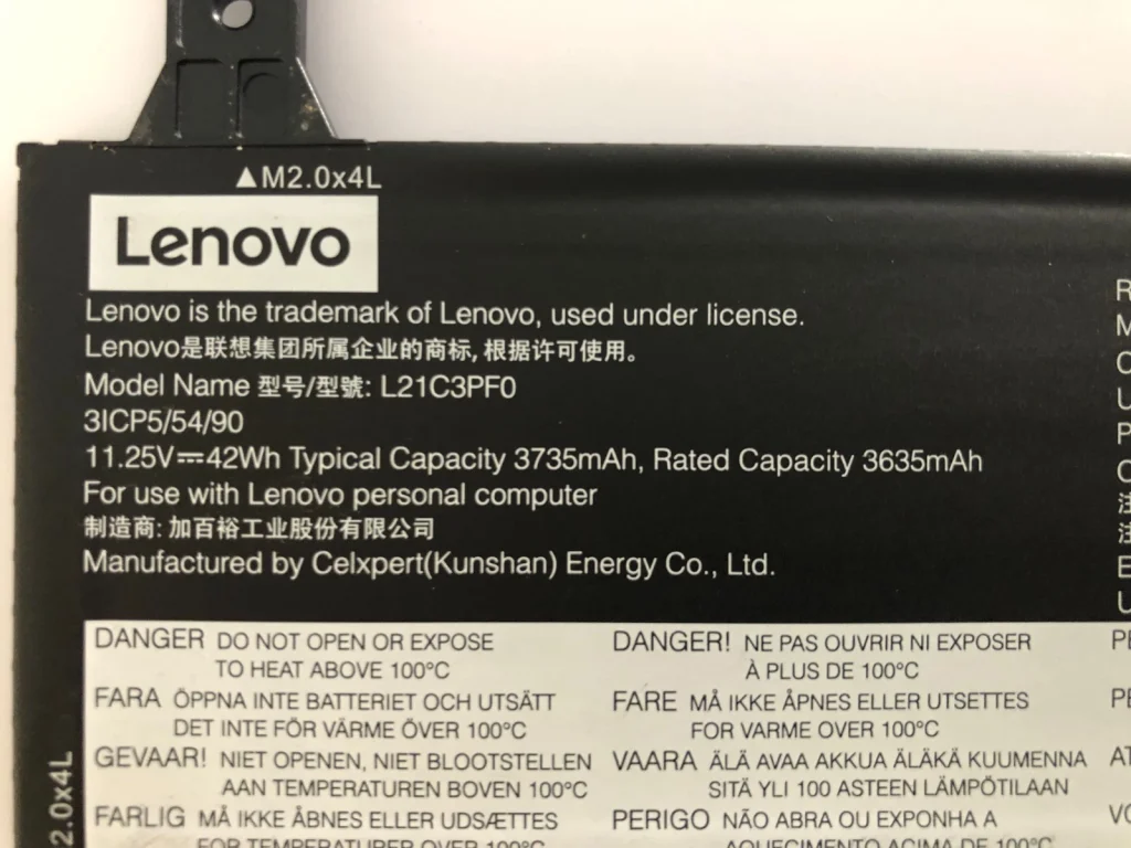 Khu vực bàn phím / cổng kết nối của Pin Lenovo IdeaPad 1 L21C3PF0 L21M3PF0 L21M3PF1 42Wh
