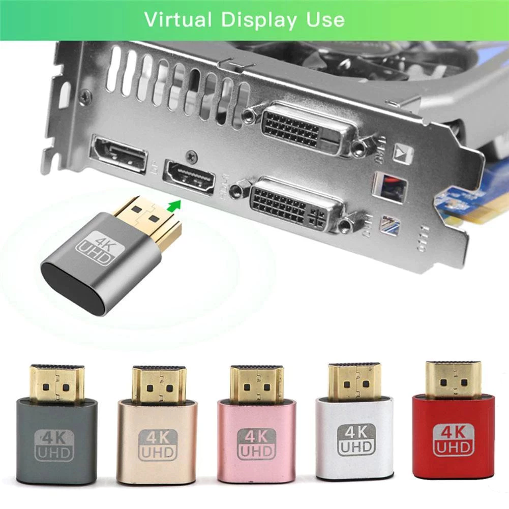 HDMI Dummy 4K, HDMI ảo giả lập màn hình EDID cho PC, Mini PC, server và Remote Desktop. Cắm HDMI Plug & Play, tạo màn hình ảo khi không sử dụng màn hình thật.