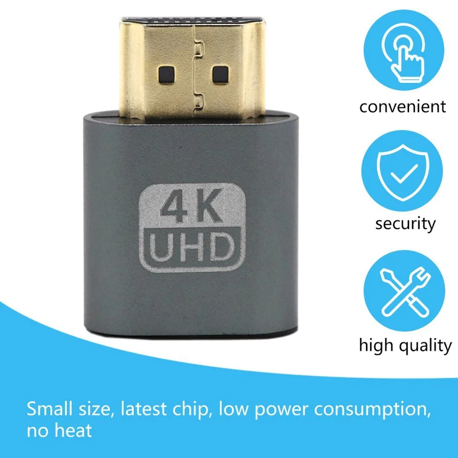HDMI Dummy 4K, HDMI ảo giả lập màn hình EDID cho PC, Mini PC, server và Remote Desktop. Cắm HDMI Plug & Play, tạo màn hình ảo khi không sử dụng màn hình thật.